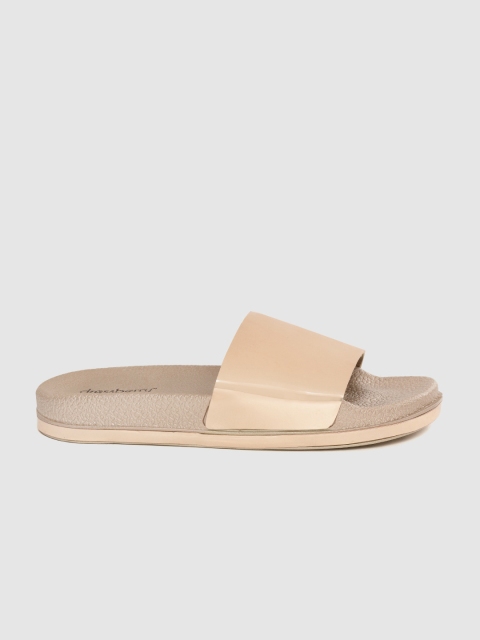 

DressBerry Women Rose Gold-Toned Textured Sliders