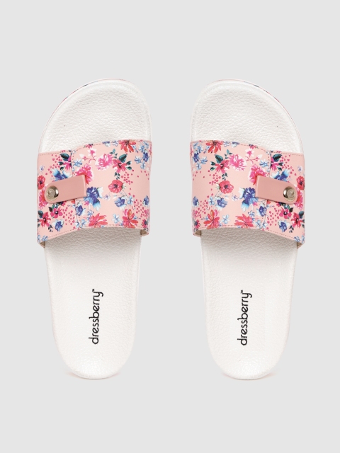 

DressBerry Women Peach-Coloured & Blue Floral Print Sliders