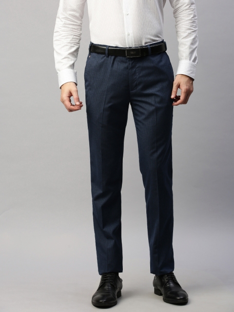 

Raymond Men Blue Slim Fit Checked Formal Trousers