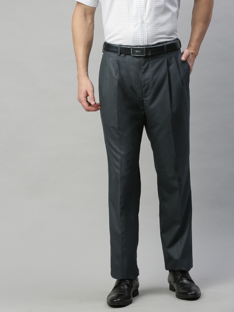 

Raymond Men Grey Classic Fit Checked Formal Trousers