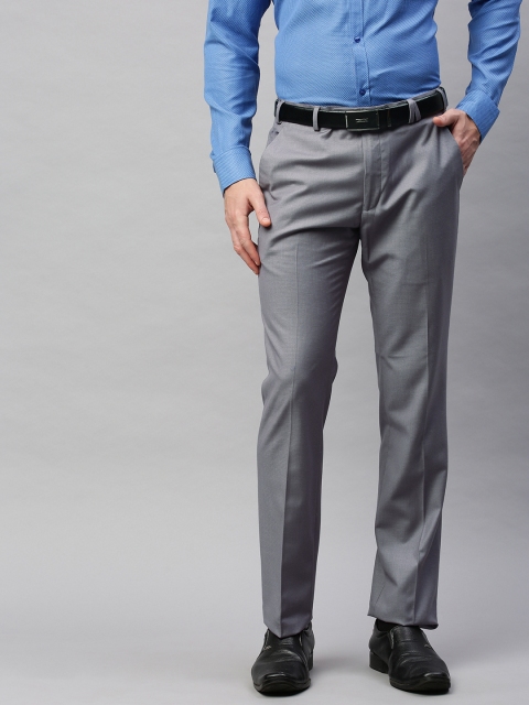 

Park Avenue Men Grey Super Slim Fit Self Design Formal Trousers