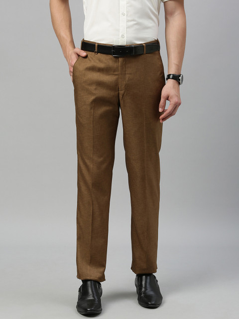 

Park Avenue Men Brown Slim Fit Solid Formal Trousers