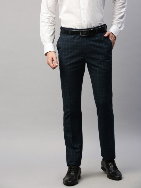 

Raymond Men Blue Slim Fit Checked Formal Trousers