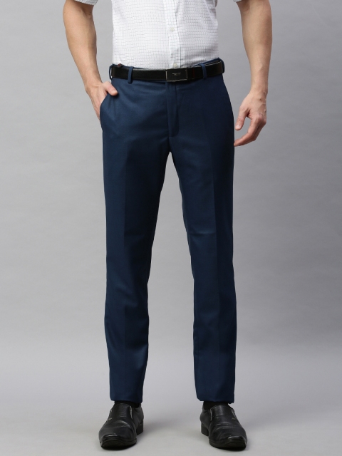 

Raymond Men Blue Slim Fit Solid Formal Trousers