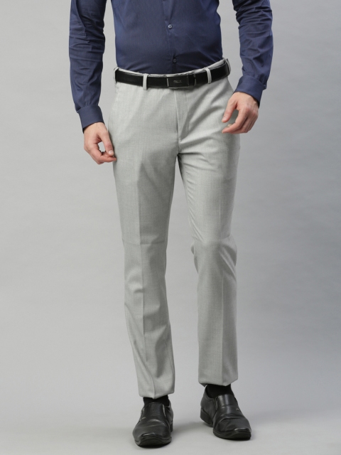 

Park Avenue Men Grey Super Slim Fit Solid Formal Trousers