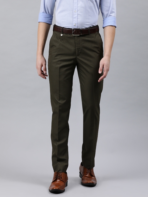 

Park Avenue Men Brown & Black Super Slim Fit Checked Formal Trousers