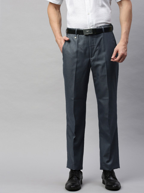 

Park Avenue Men Charcoal Grey Regular Fit Solid Formal Trousers