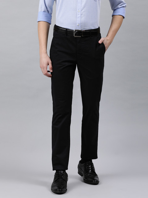

Park Avenue Men Black Tapered Fit Solid Formal Trousers