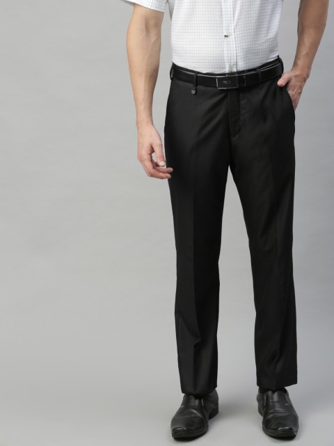 

Park Avenue Men Black Regular Fit Self Design Formal Trousers