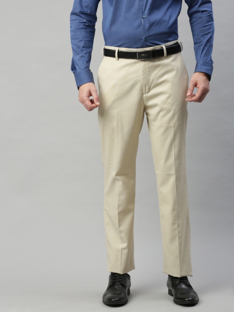 

Park Avenue Men Cream-Coloured Smart Fit Solid Formal Trousers