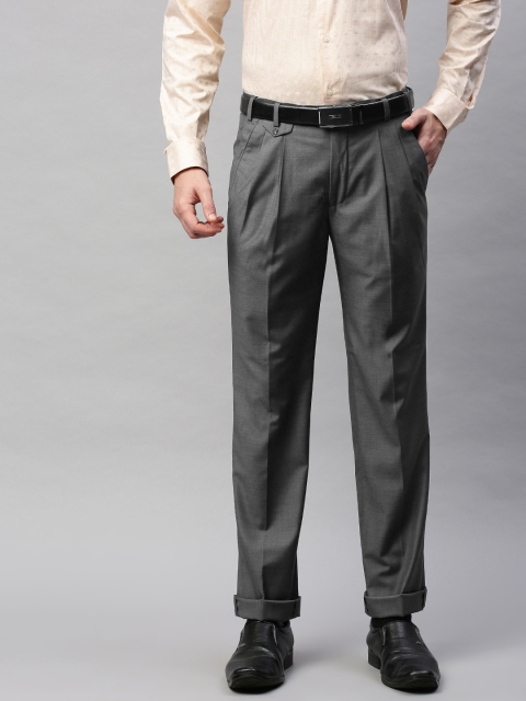 

Park Avenue Men Grey Super Slim Fit Solid Formal Trousers