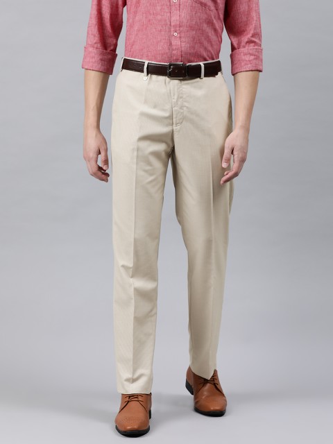 

Park Avenue Men Beige Comfort Regular Fit Checked Formal Trousers