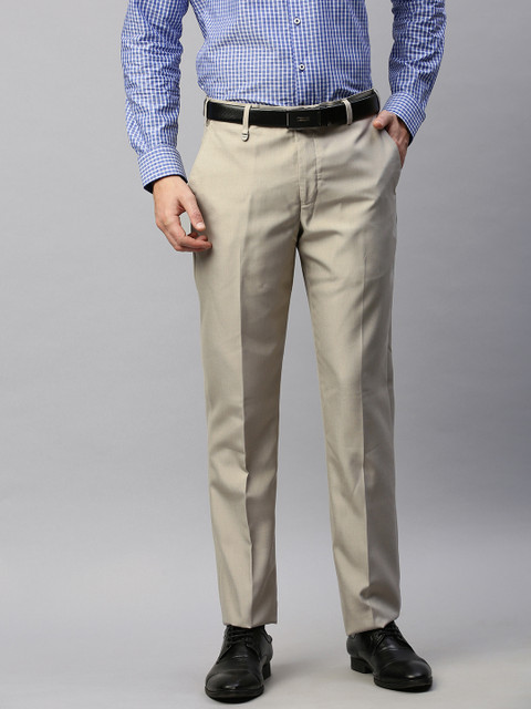 

Park Avenue Men Beige Smart Fit Solid Formal Trousers
