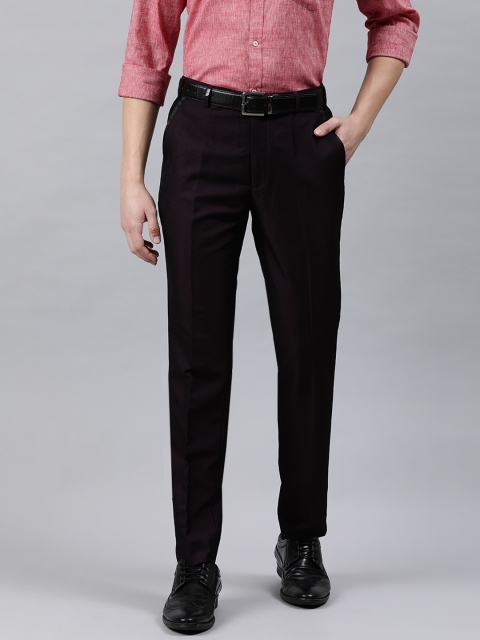 

Park Avenue Men Burgundy Super Slim Fit Self Design Formal Trousers
