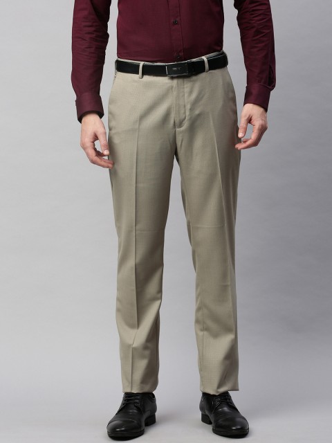 

Raymond Men Beige Contemporary Regular Fit Solid Formal Trousers