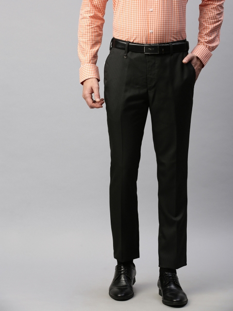 

Park Avenue Men Black & Grey Slim Fit Checked Formal Trousers