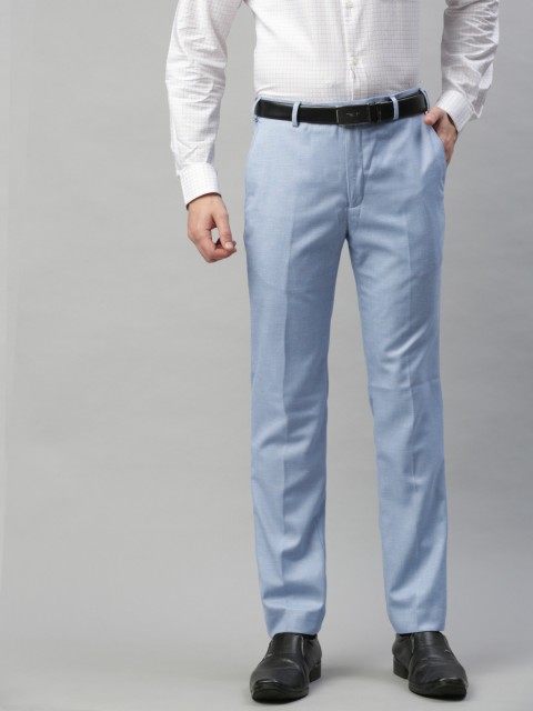 

Park Avenue Men Blue Super Slim Fit Solid Formal Trousers
