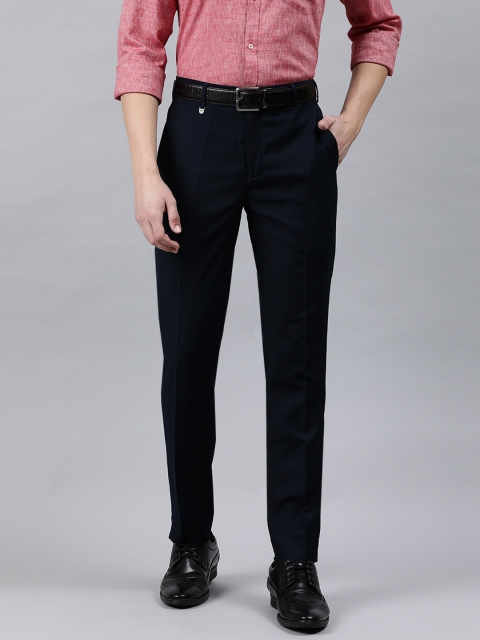 

Park Avenue Men Navy Blue Super Slim Fit Solid Formal Trousers