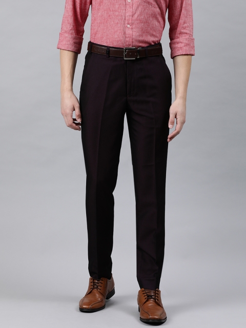 

Park Avenue Men Burgundy Neo Fit Self Design Formal Trousers