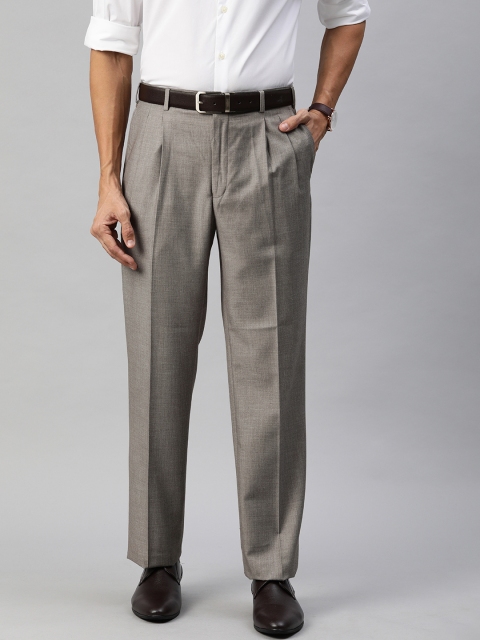 

Park Avenue Men Grey Melange Regular Fit Solid Formal Trousers