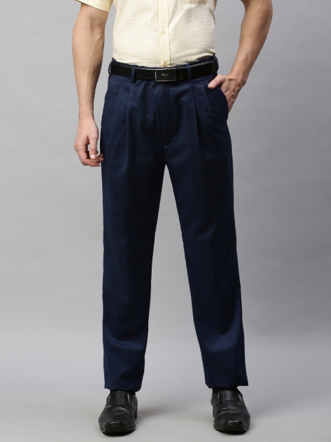 

Raymond Men Navy Blue Regular Fit Solid Formal Trousers