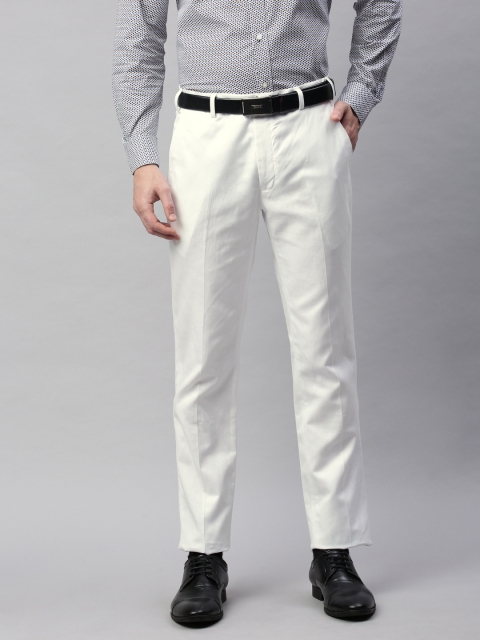 

Park Avenue Men White Super Slim Fit Solid Formal Trousers