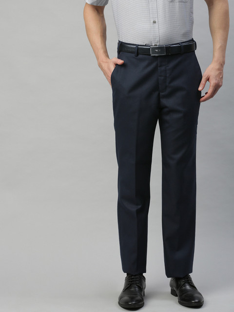 

Park Avenue Men Navy Blue Regular Fit Solid Formal Trousers