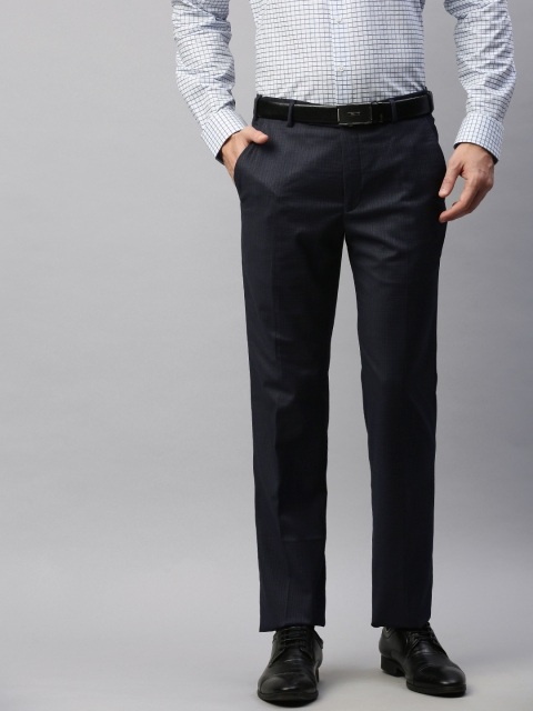 

Park Avenue Men Blue & Grey Slim Fit Striped Formal Trousers