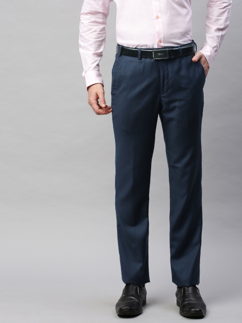 

Park Avenue Men Navy Blue Super Slim Fit Solid Formal Trousers