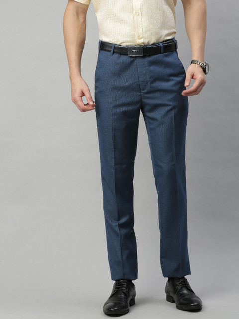 

Raymond Men Blue Regular Fit Solid Formal Trousers