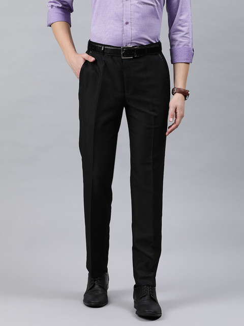 

Park Avenue Men Black Super Slim Fit Solid Formal Trousers