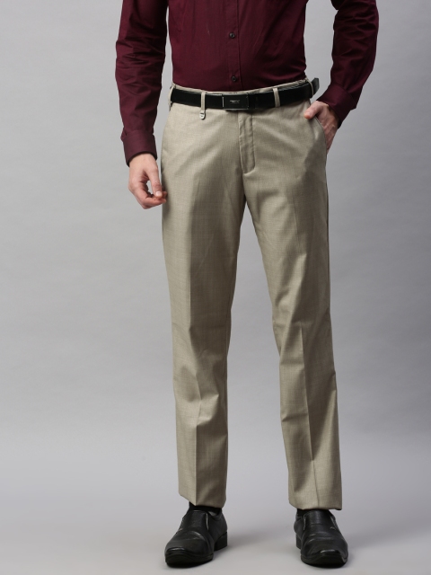 

Park Avenue Men Beige Regular Fit Solid Formal Trousers