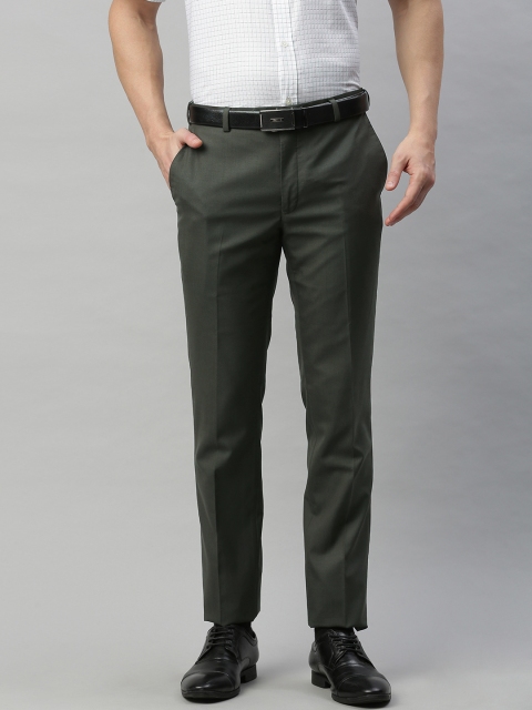 

Raymond Men Olive Green Slim Fit Solid Formal Trousers