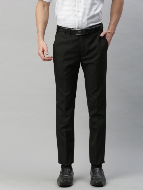 

Park Avenue Men Black Slim Fit Self Design Formal Trousers