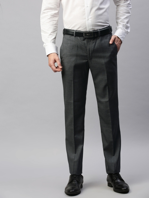 

Park Avenue Men Grey Melange Slim Fit Solid Formal Trousers
