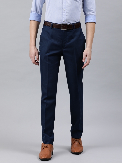 

Park Avenue Men Navy Blue Super Slim Fit Solid Formal Trousers