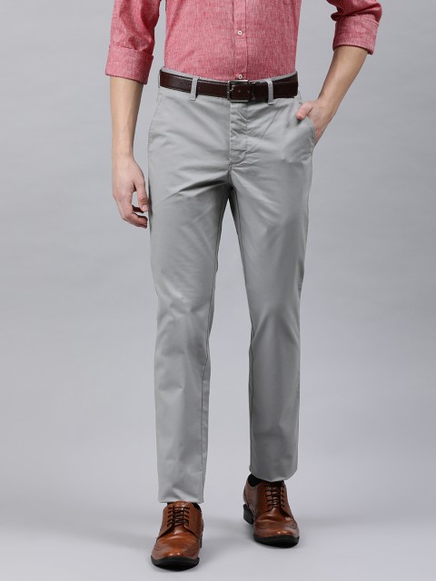 

Park Avenue Men Grey Tapered Fit Solid Formal Trousers