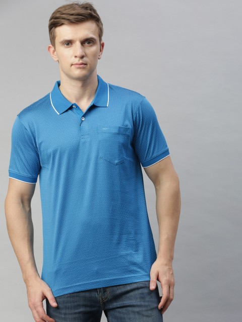 

Park Avenue Men Blue & White Printed Polo Collar T-shirt