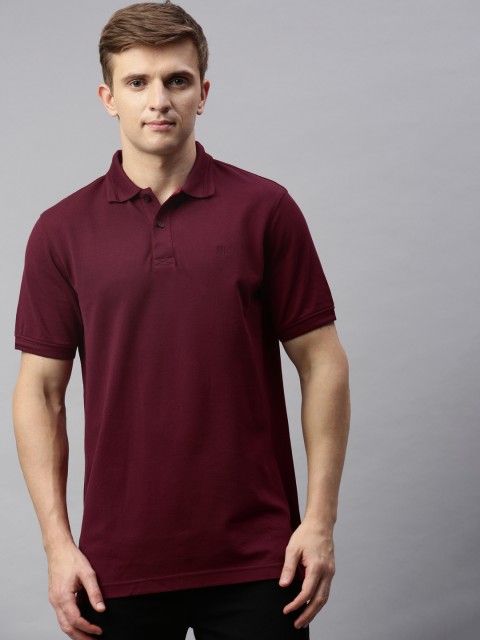 

Raymond Men Burgundy Contemporary Fit Solid Supima Cotton Polo Collar Pure Cotton T-shirt