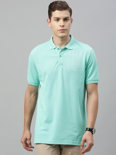 

Raymond Men Teal Green Contemporary Fit Solid Round Neck Pure Cotton T-shirt