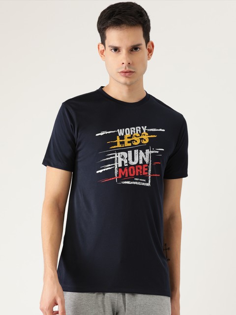 

Yuuki Men Navy Blue Typography Print Round Neck Sports T-shirt