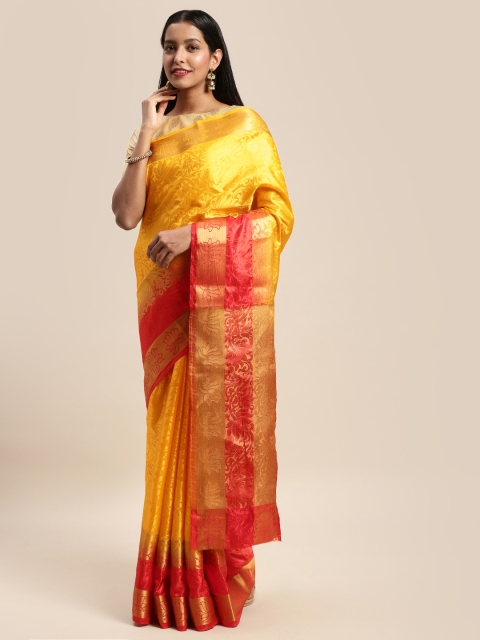 

Mitera Yellow & Red Brasso Woven Design Saree