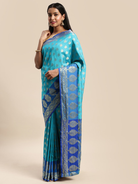 

Mitera Blue & Gold-Coloured Art Silk Woven Design Banarasi Saree