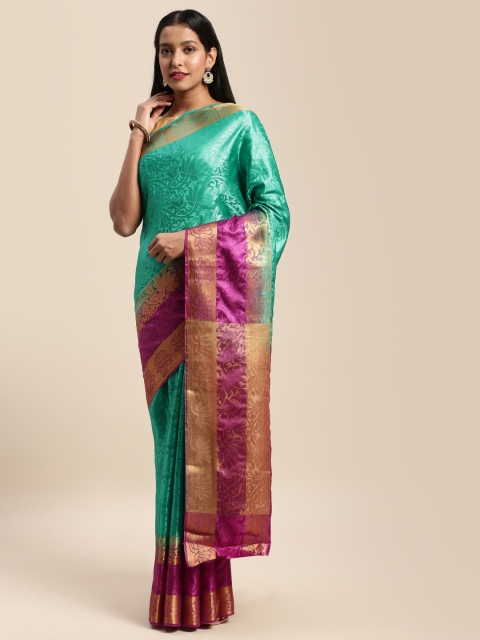 

Mitera Sea Green Woven Design Brasso Saree