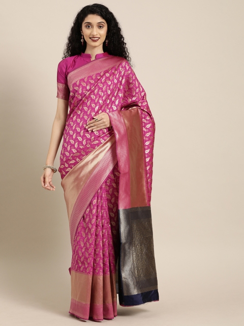 

Mitera Pink & Golden Art Silk Woven Design Banarasi Saree