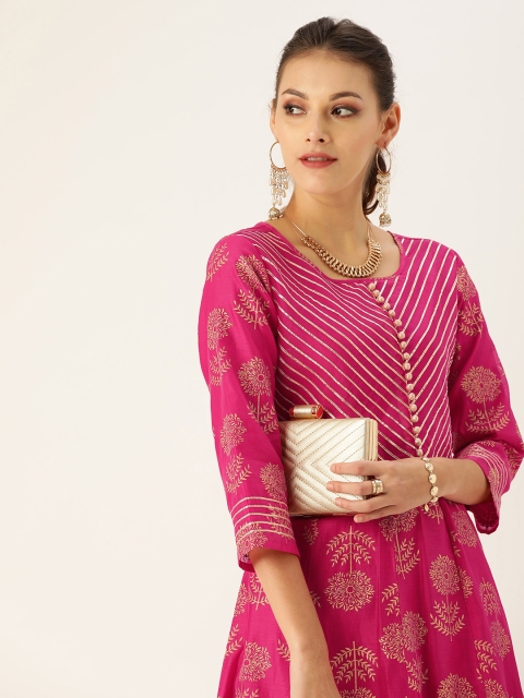 

Varanga Women Pink & Gold-Toned Embellished Anarkali Kurta