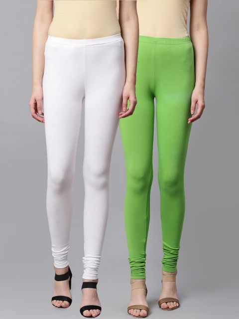 

Kifahari Women Pack of 2 Solid Churidar-Length Leggings, White