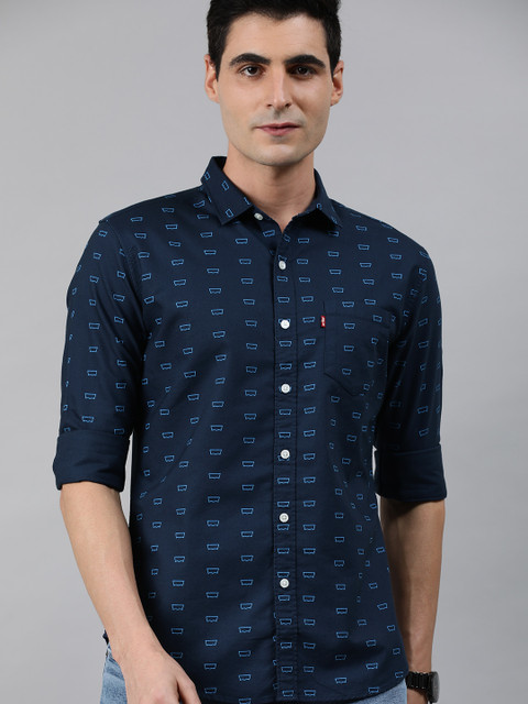 

Levis Men Navy Blue Slim Fit Geometric Printed Casual Shirt