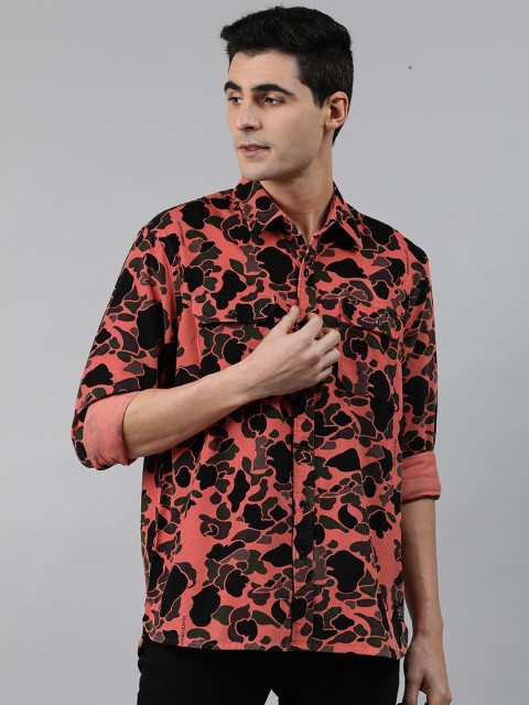 

Levis Men Orange & Black Regular Fit Printed Casual Corduroy Shirt