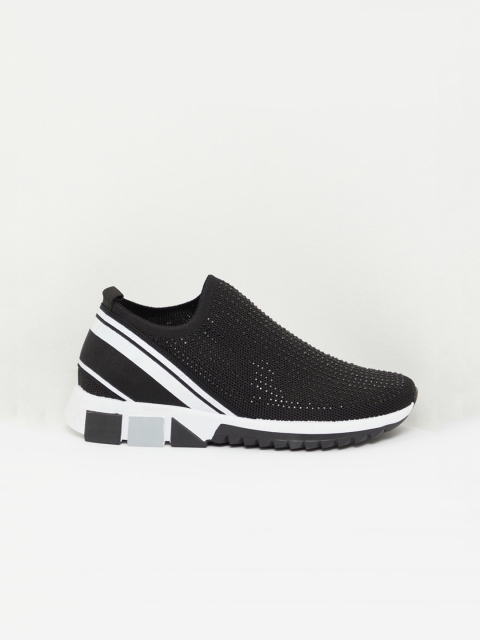 

shoexpress Women Black Textile Walking Shoes